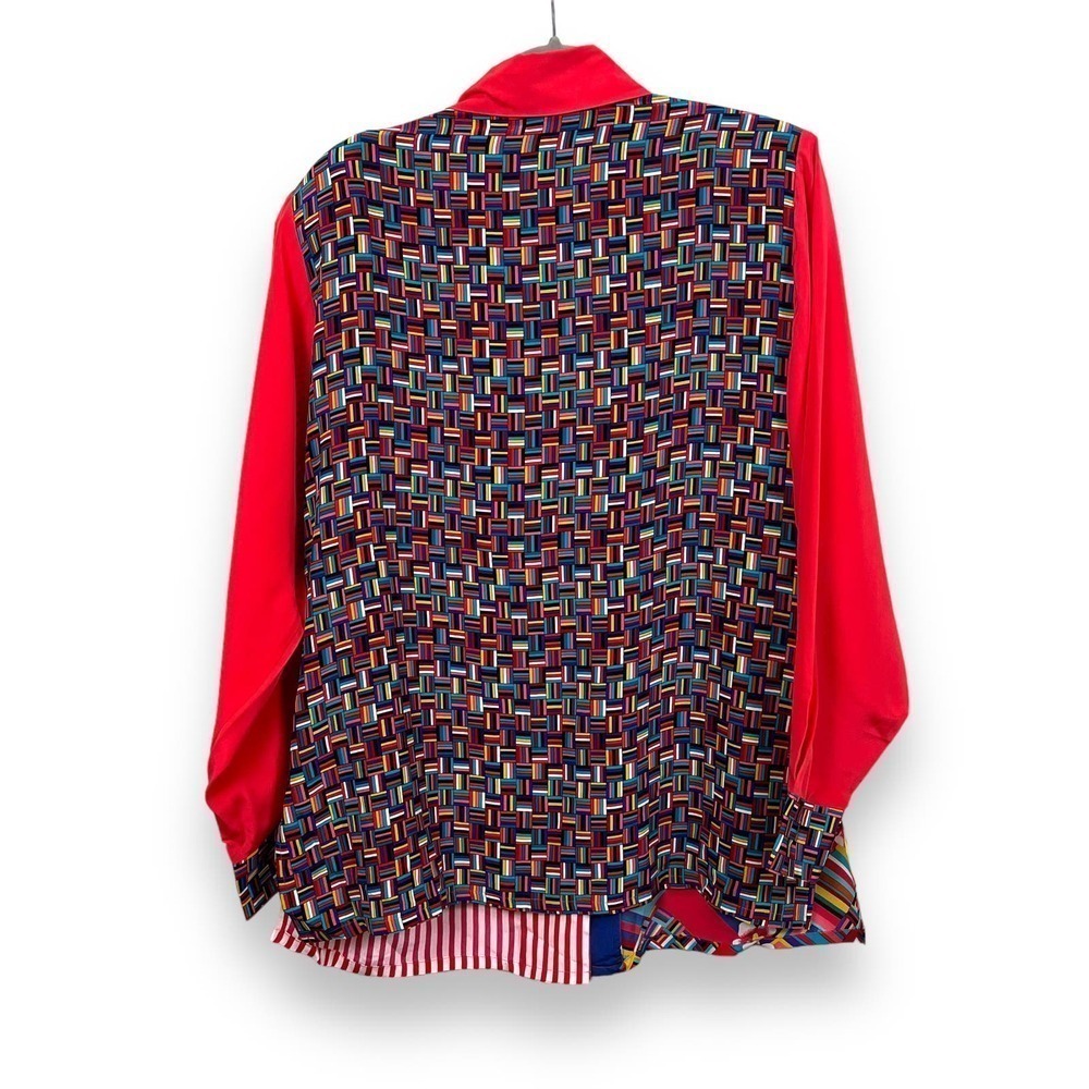 Koos of Course Womens Medium Red Silk Geometric Artsy Lagenlook Art-to-wear NWT - Picture 8 of 11